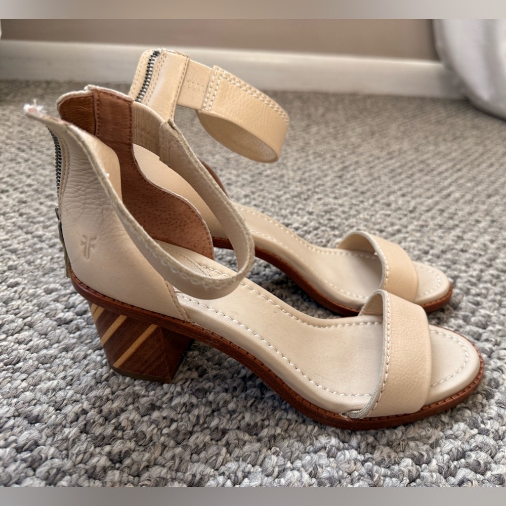 Frye Back Zip Ankle Heel Sandals - Picture 2 of 3